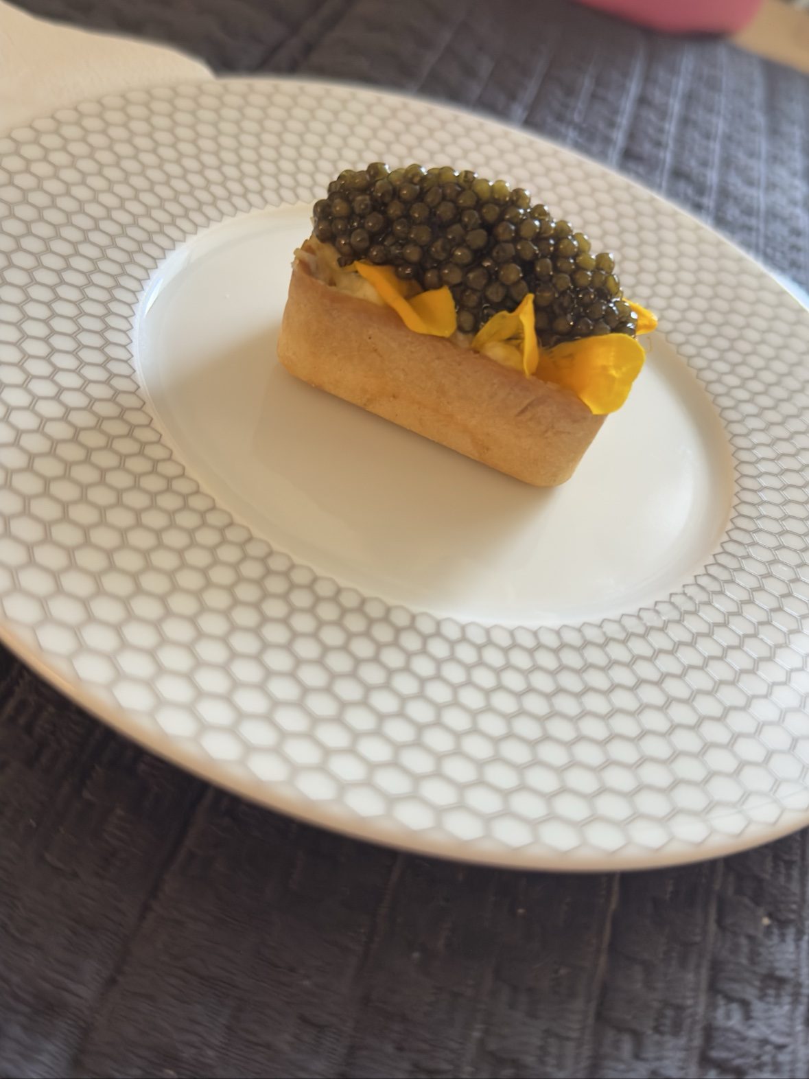 Caviar tartlet with petals