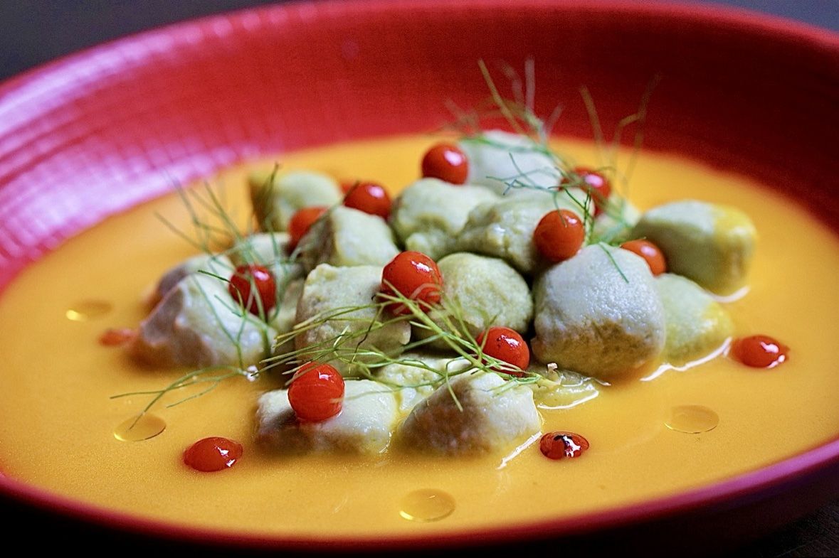 Gnocchi in a golden broth