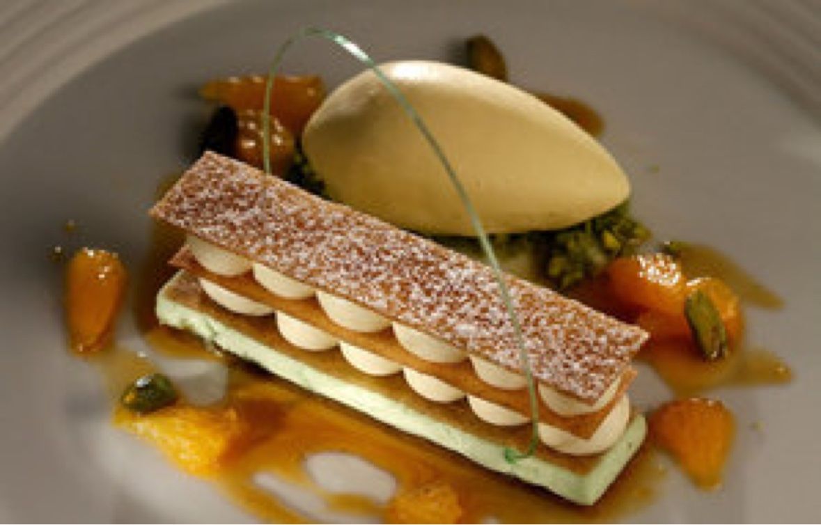 Mille feuille with citrus and pistachio