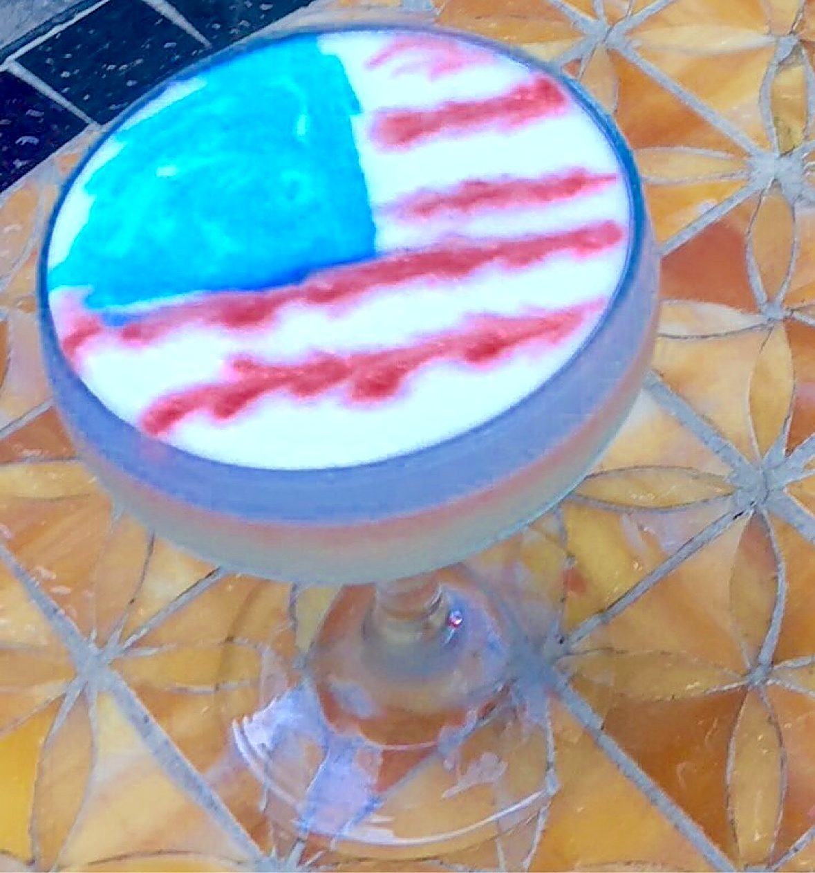 Cocktail with American flag foam art