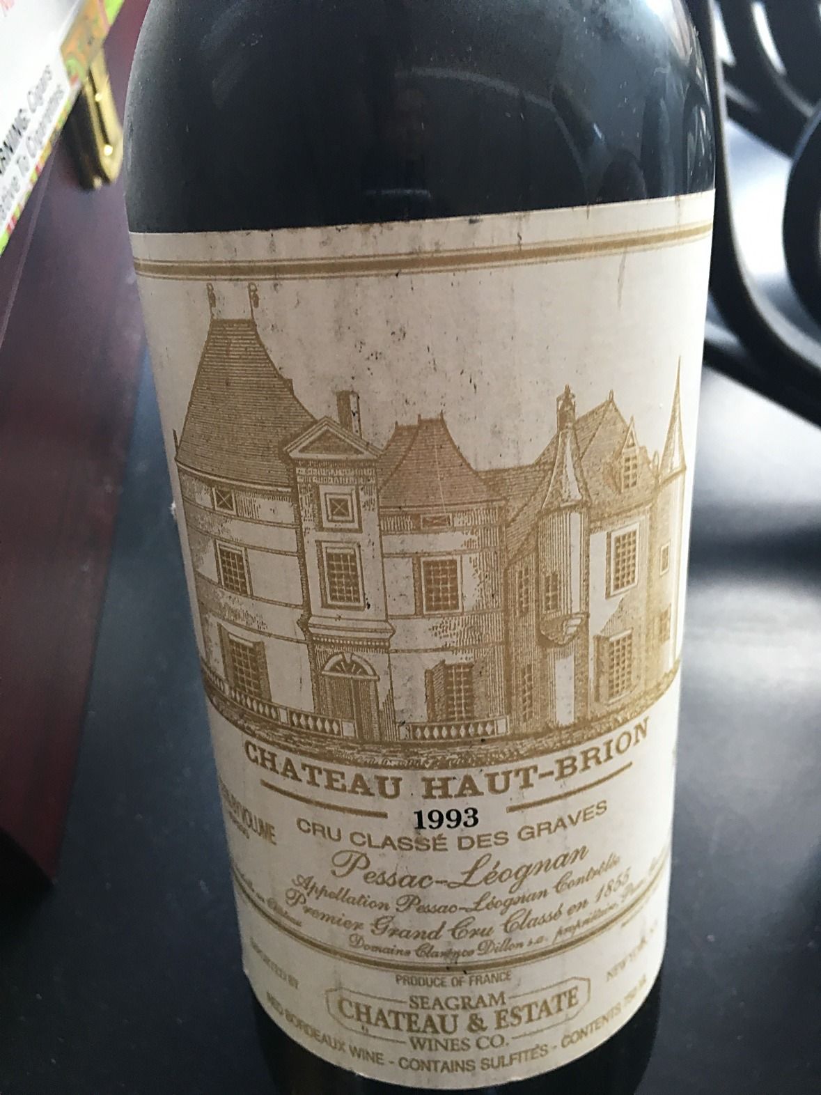 Chateau Haut-Brion 1993 label close up