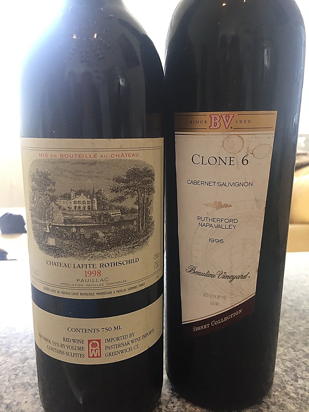 Chateau Lafite Rothschild 1998 and Beaulieu Vineyard Clone 6 1996