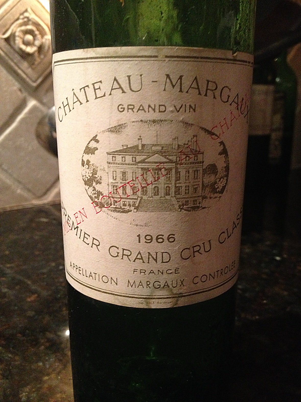 Chateau Margaux 1966 label close up